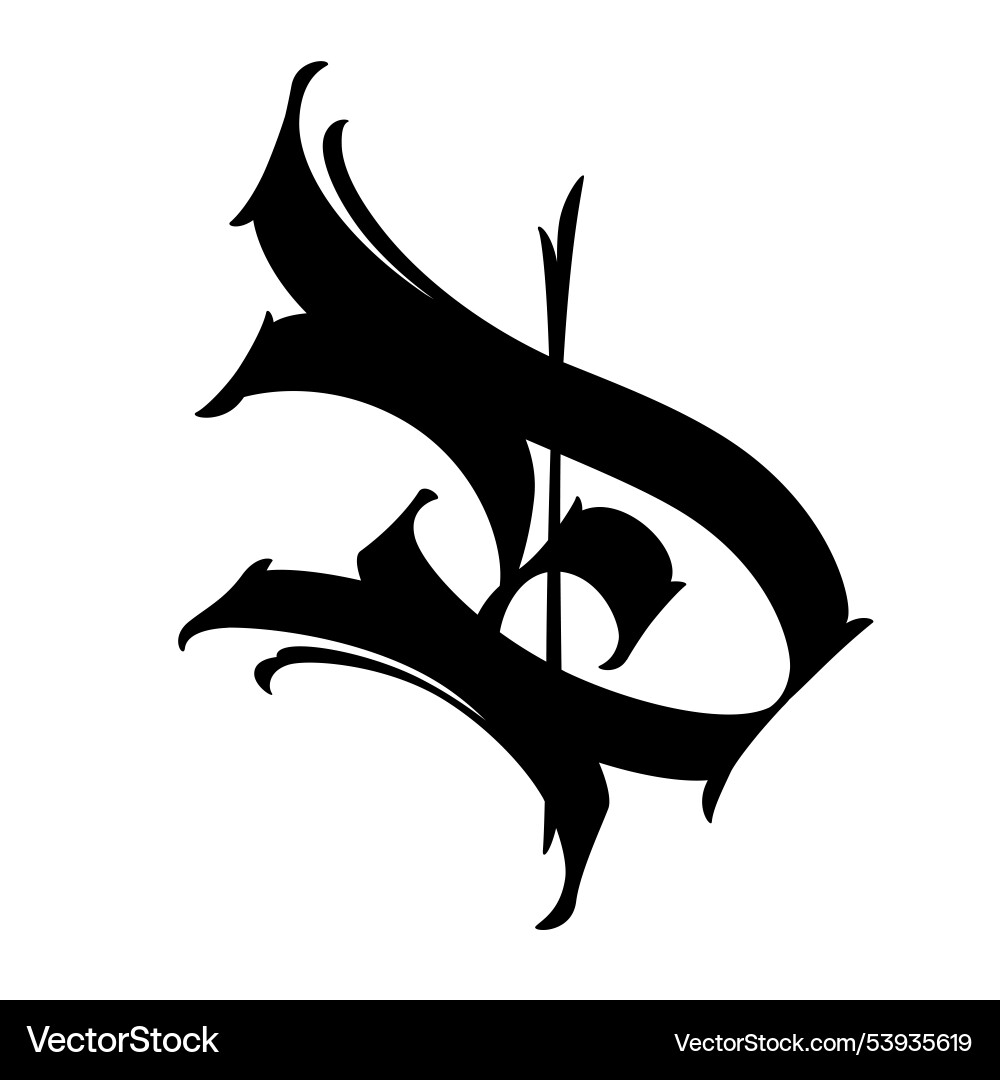 Letter d in graffiti and gothic style Letter d in graffiti and gothic style vector image