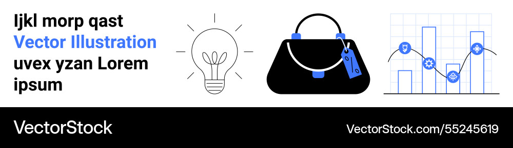 Lightbulb handbag and analytics chart Lightbulb handbag and analytics chart Vector Image