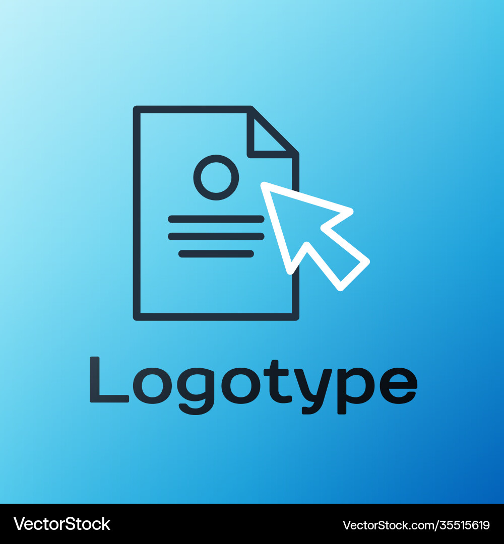 Line document and cursor icon isolated on blue Line document and cursor icon isolated on blue Vector Image