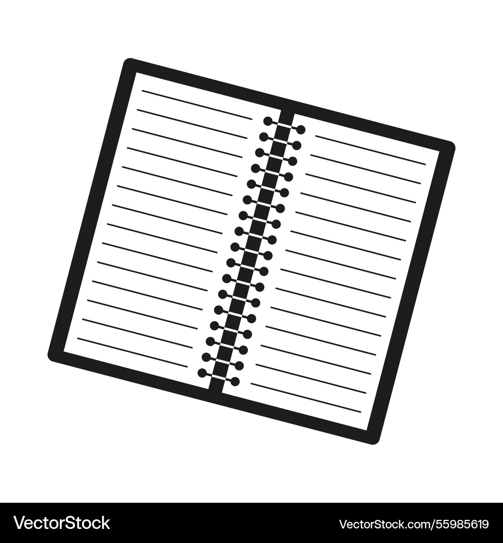 Notebook open spiral binding lined paper symbol Notebook open spiral binding lined paper symbol Vector Image
