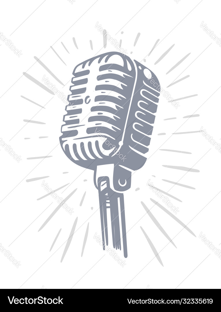 Retro Microphone Icon - Record Player vector image