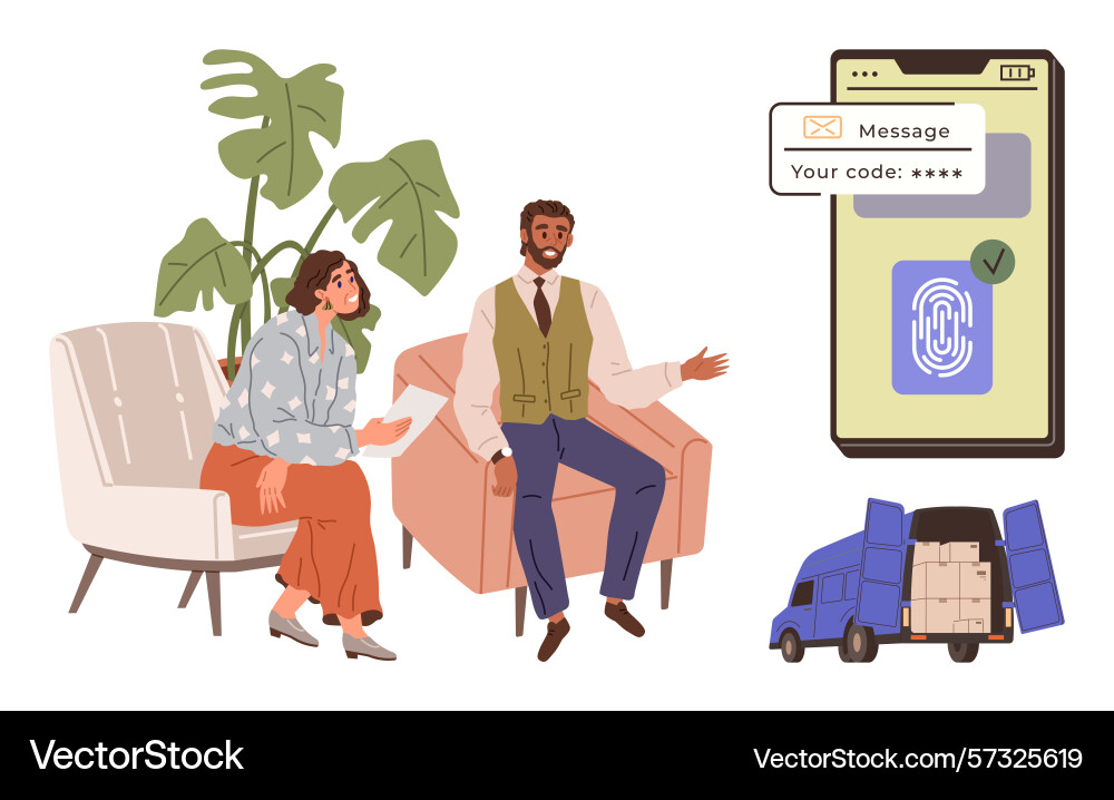 Secure logistics with verification code Secure logistics with verification code vector image