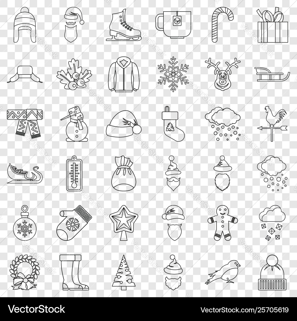 Snowflake icons set outline style Snowflake icons set outline style vector image