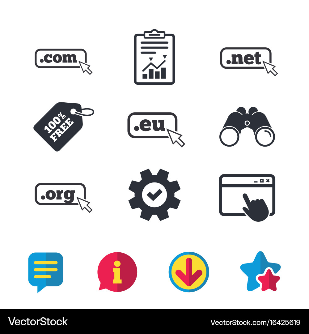 Top-level domains signs com eu net and org Vector Image