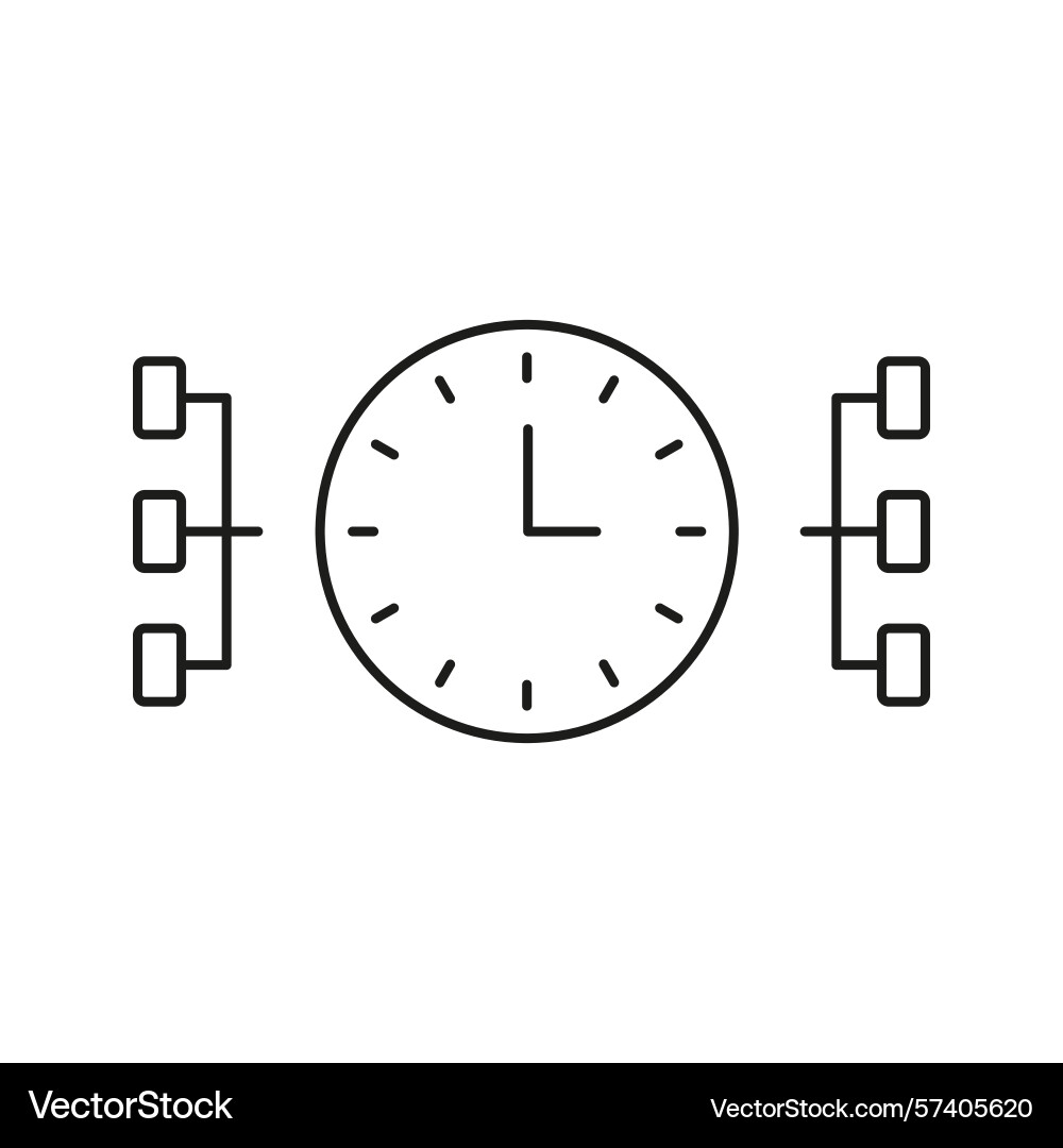 Clock with network nodes line icon time Clock with network nodes line icon time vector image