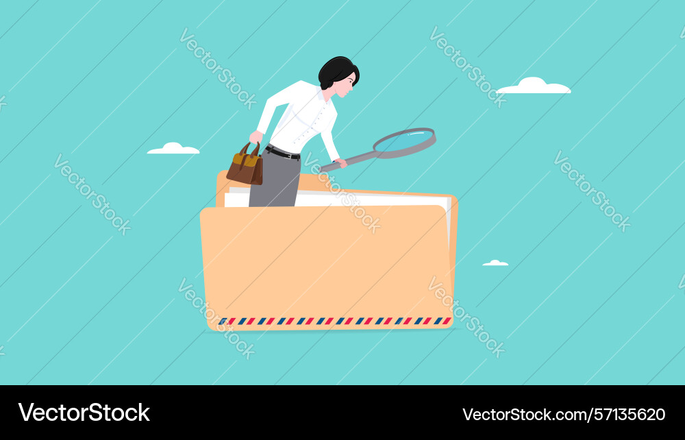 Document search or file archive office contract vector image