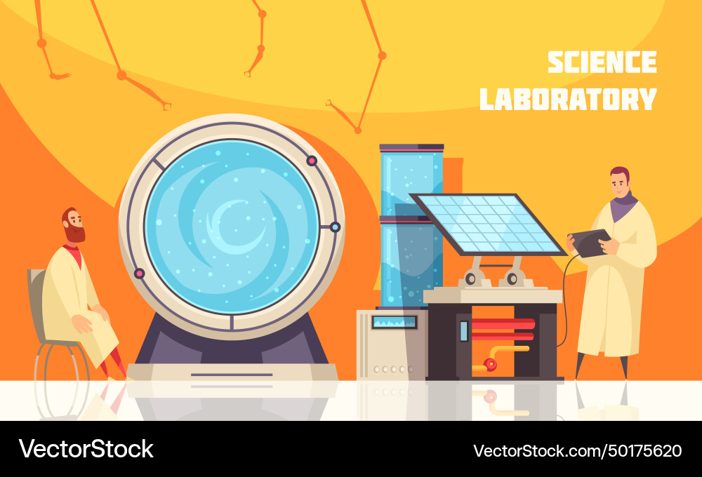 Experimenting scientists in laboratory Vector Image