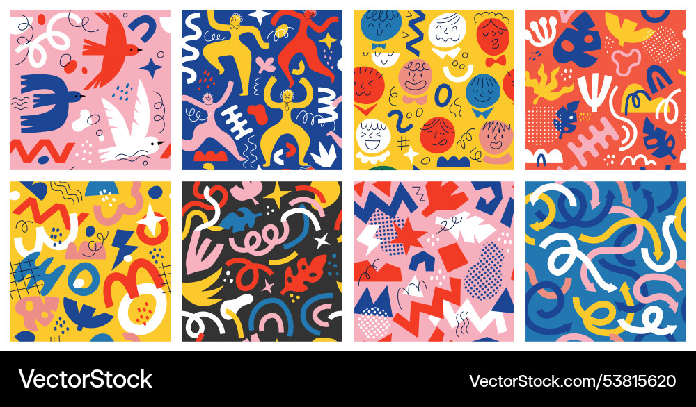 Fun kids seamless pattern doodle color shapes Fun kids seamless pattern doodle color shapes vector image