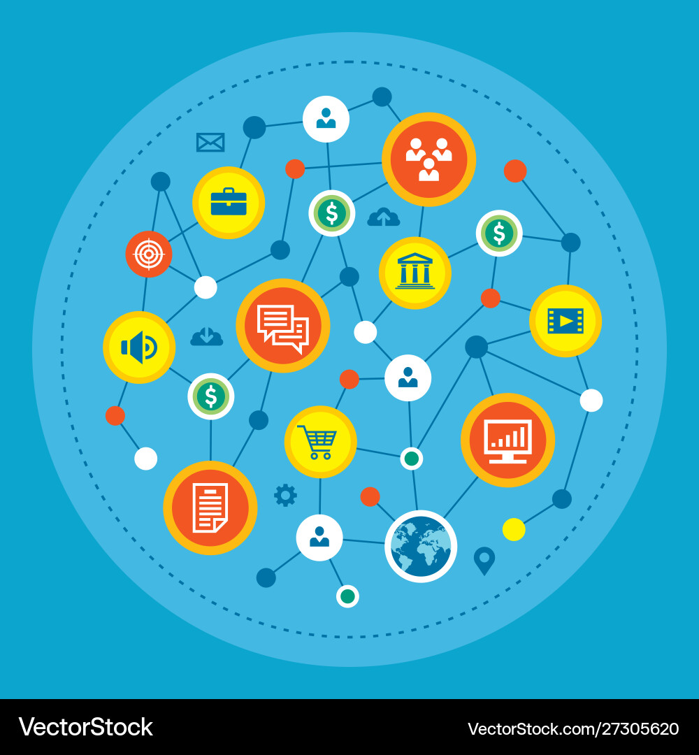 Global communication computer network - concept Global communication computer network - concept Vector Image