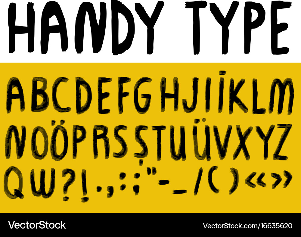 Handwritten Font Alphabet with Numbers - Script St vector image