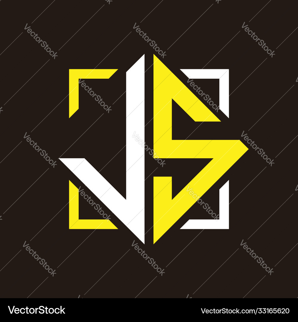 J s initials quadrangle monogram with square Vector Image