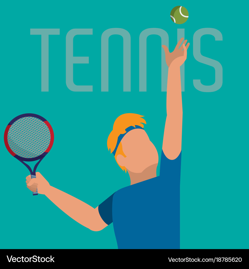 Man practice tennis with racket object Vector Image