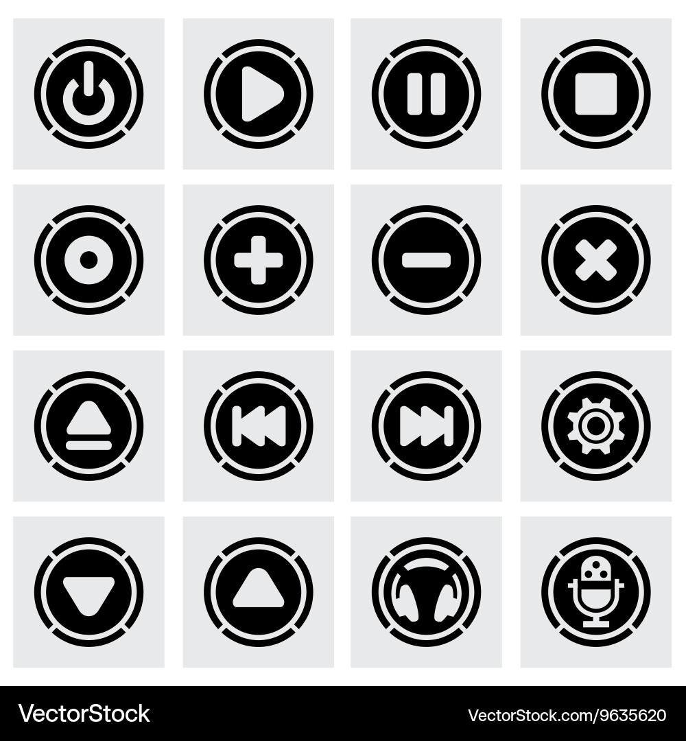 Media buttons icon set Vector Image