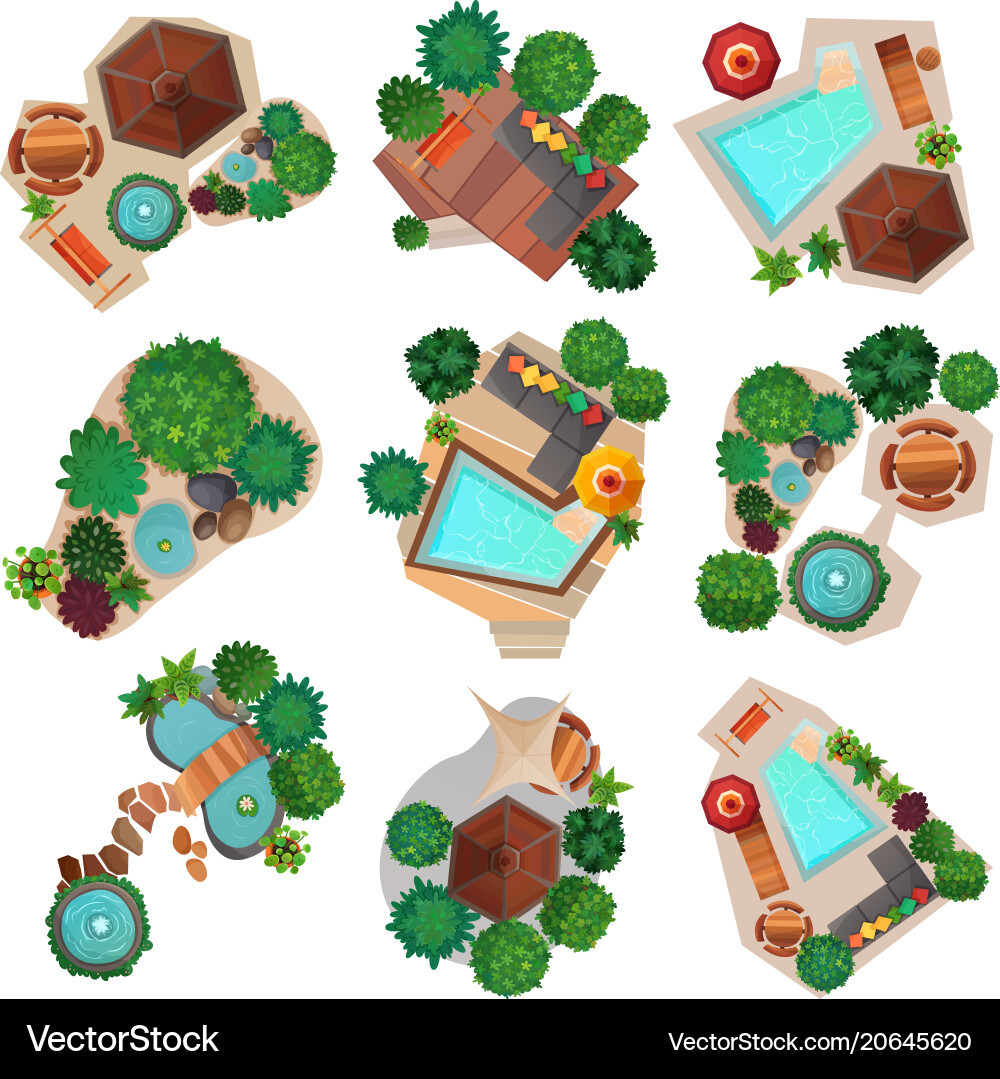 Outdoor Landscape Composition Set Vector Image
