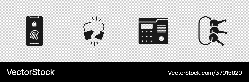 Set mobile with fingerprint scan broken Vector Image