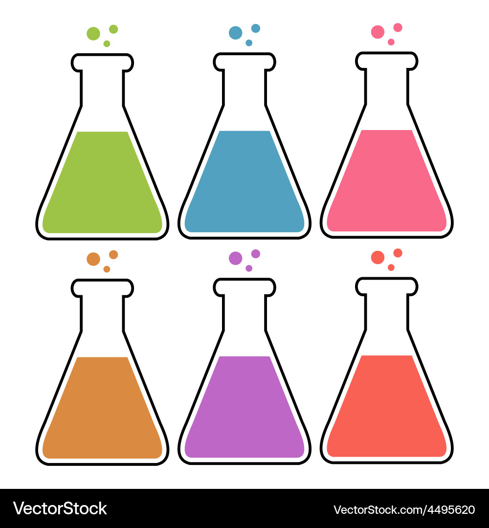 Set of flasks with color liquid Vector Image