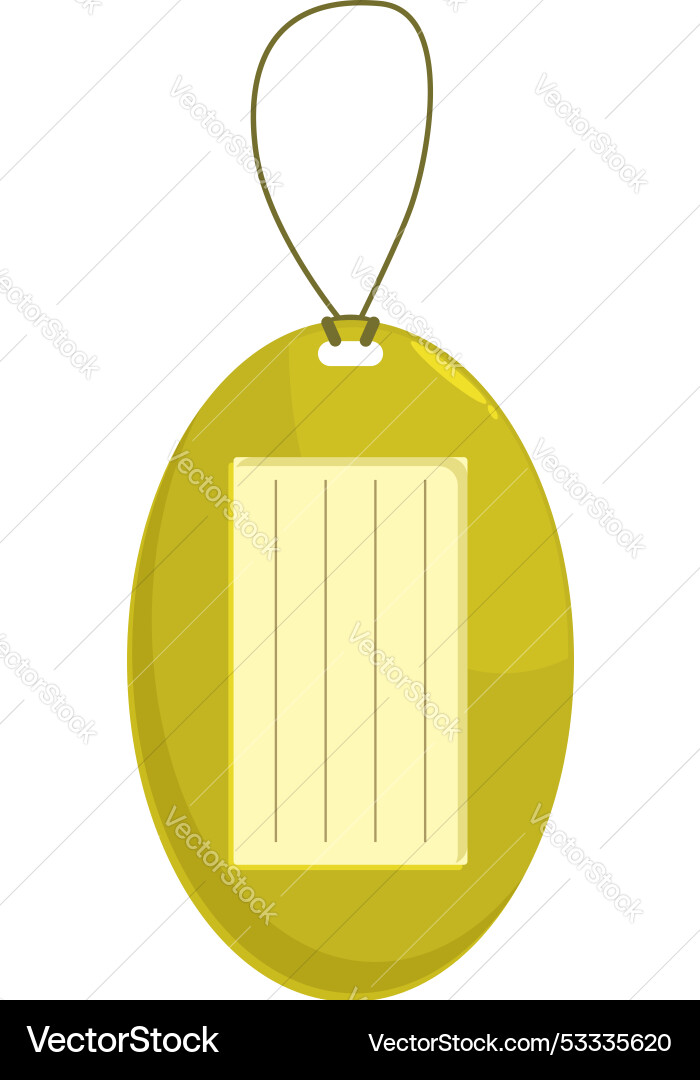 Yellow oval tag hanging with string showing blank Yellow oval tag hanging with string showing blank vector image