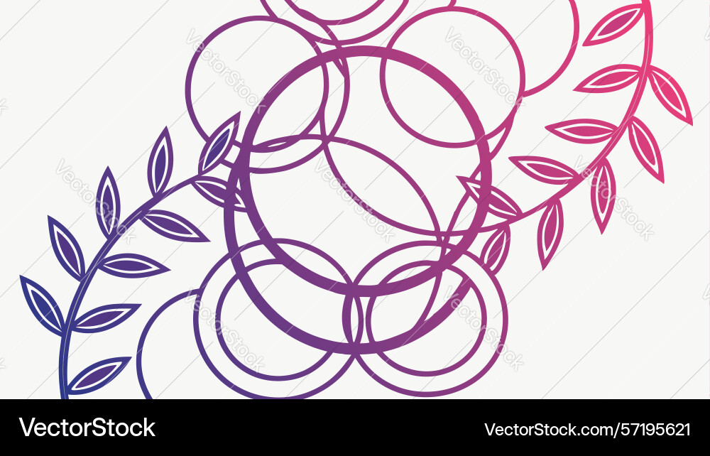Abstract leafy pattern with intersecting circles Vector Image