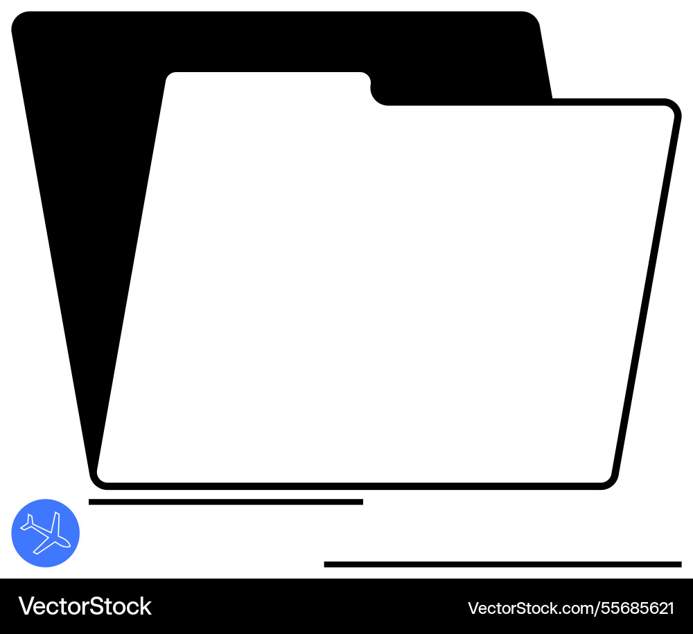Document folder with flight mode icon suggesting Vector Image