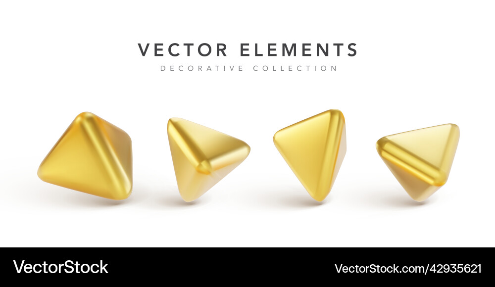 Golden geometric 3d objects with shadow isolated Golden geometric 3d objects with shadow isolated vector image