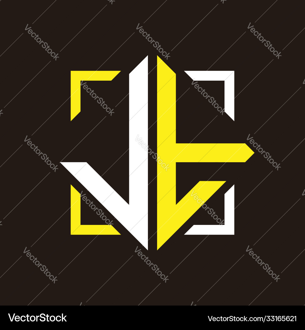 J t initials quadrangle monogram with square Vector Image