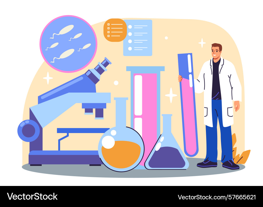 Laboratory scientist with test tubes Vector Image