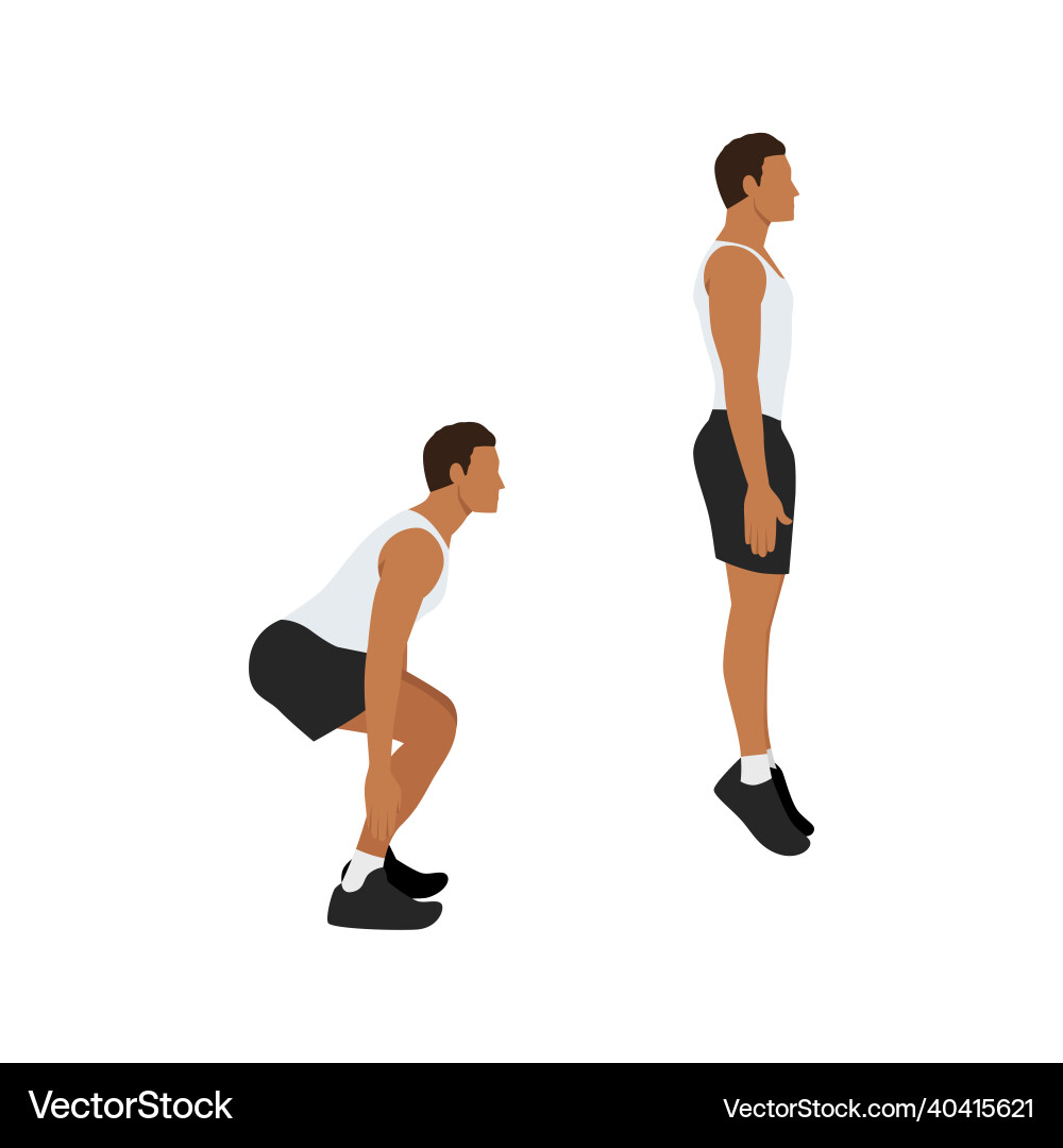 Man doing jump squat exercise flat Vector Image