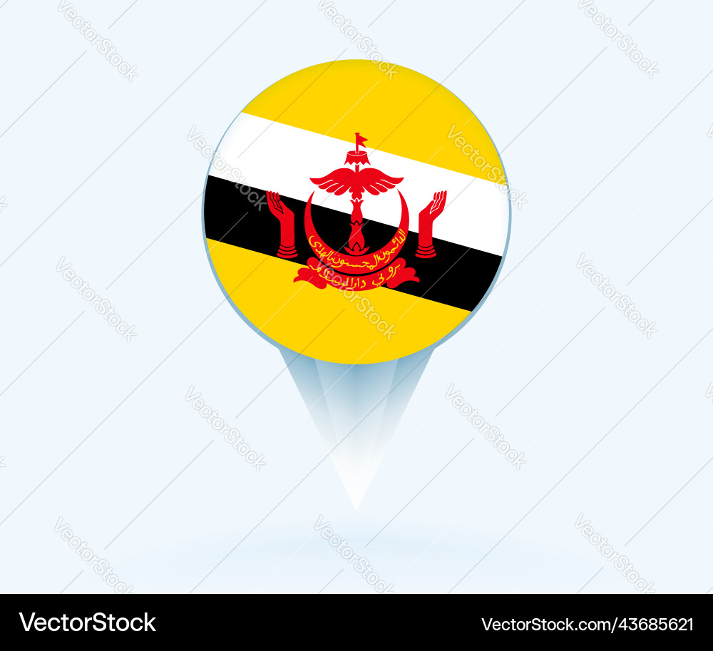 Map pointer with flag of brunei Vector Image
