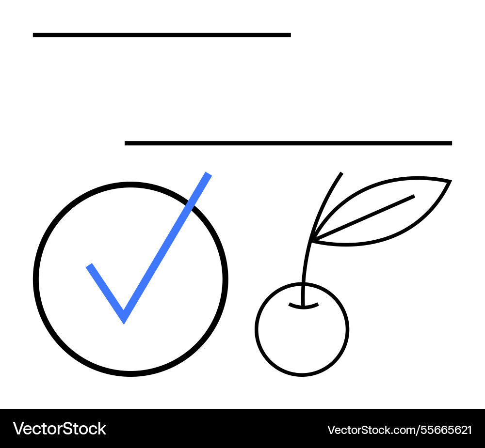 Minimalist checkmark in circle and cherry Vector Image