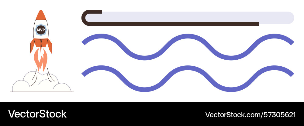 Mvp rocket launching above clouds with curved path Mvp rocket launching above clouds with curved path vector image