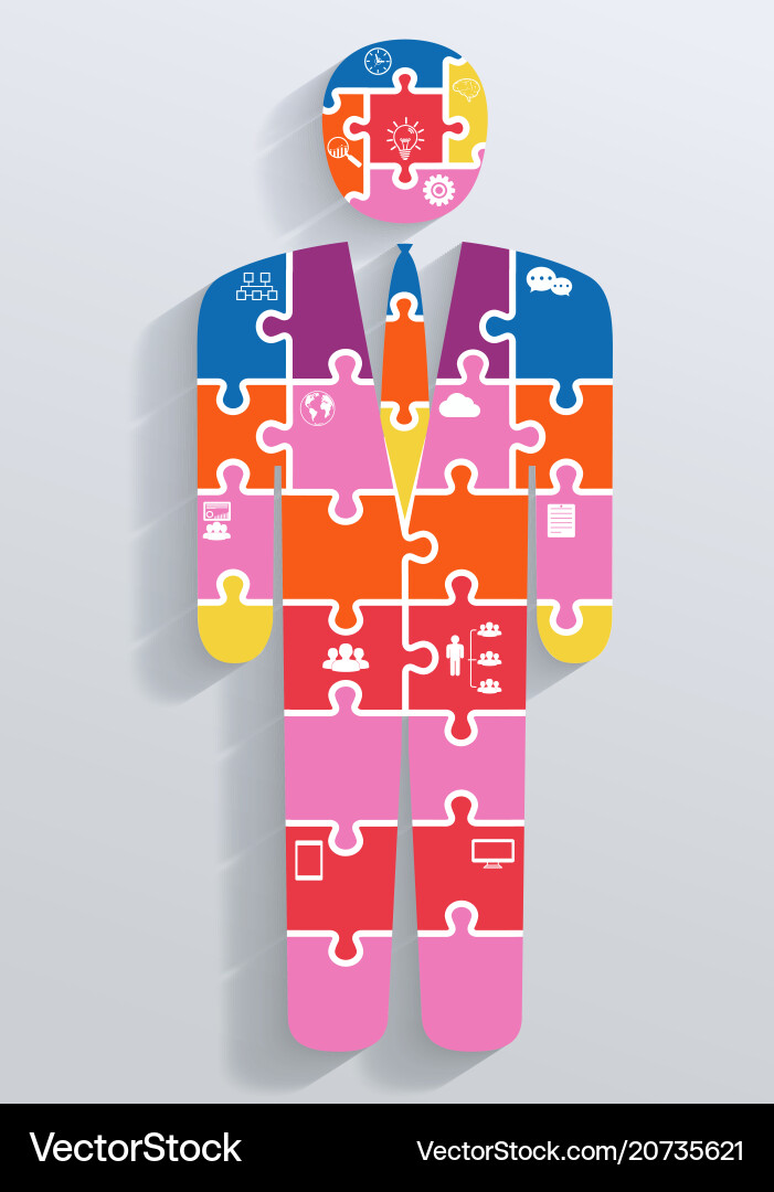 Puzzle Infographics with Business Icons Vector Image