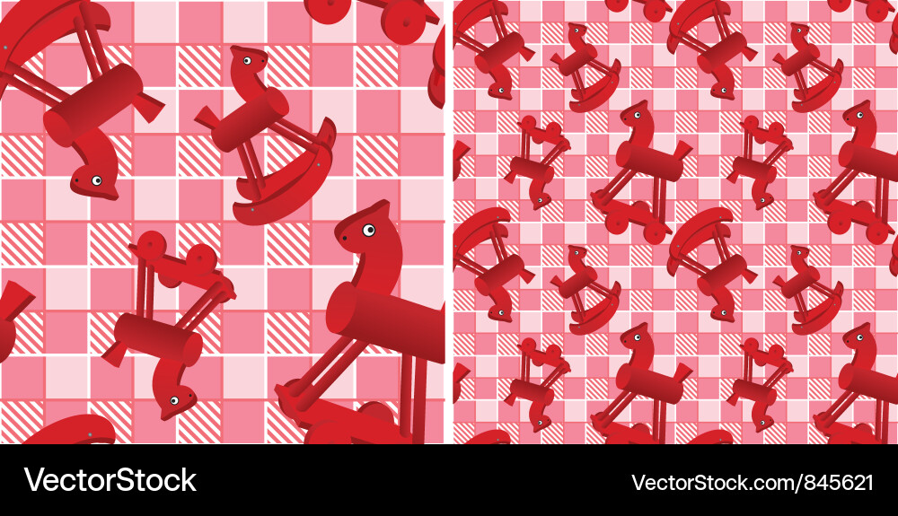Red Checked Horses Pattern Vector Image