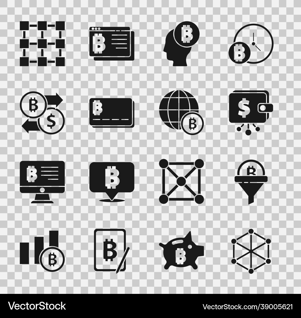 Set blockchain technology sales funnel Vector Image