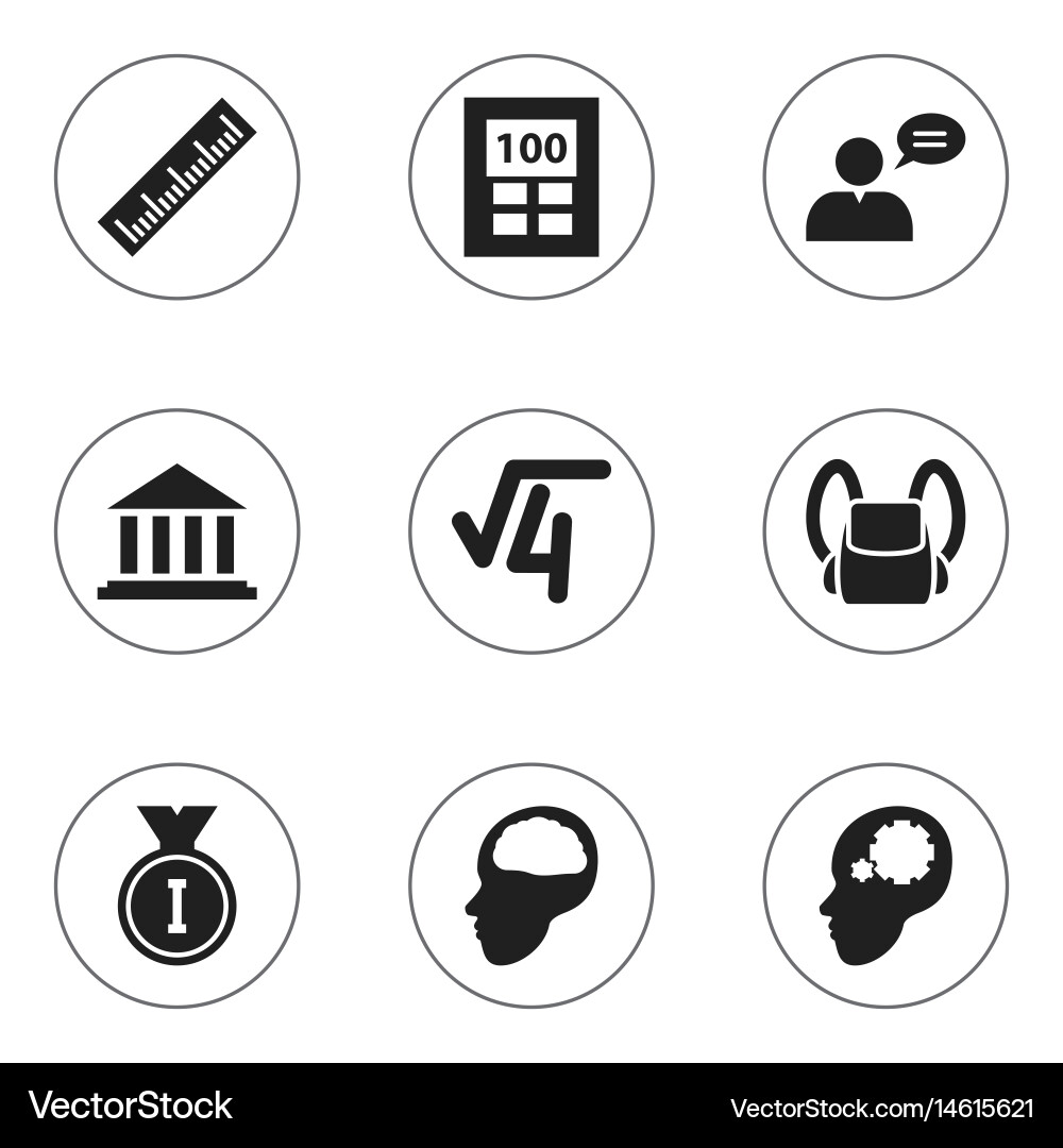 Set of 9 editable university icons includes Vector Image