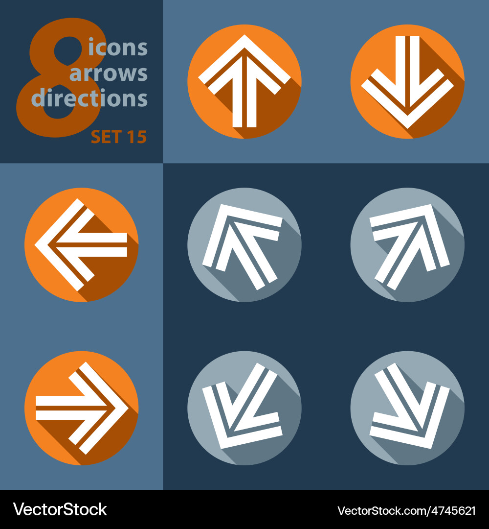 Set of eight icons - with arrows Vector Image