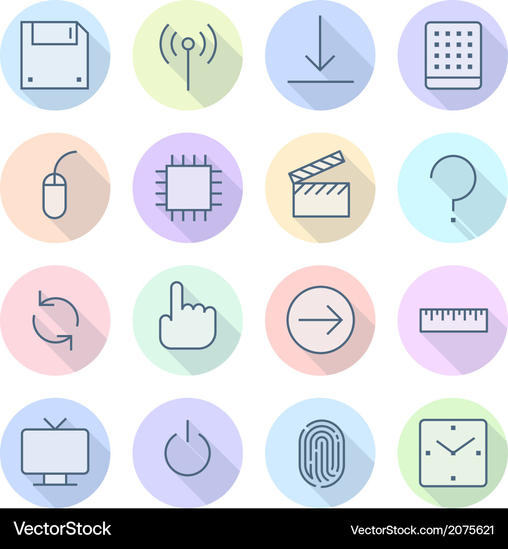 Thin line icons for interface Vector Image