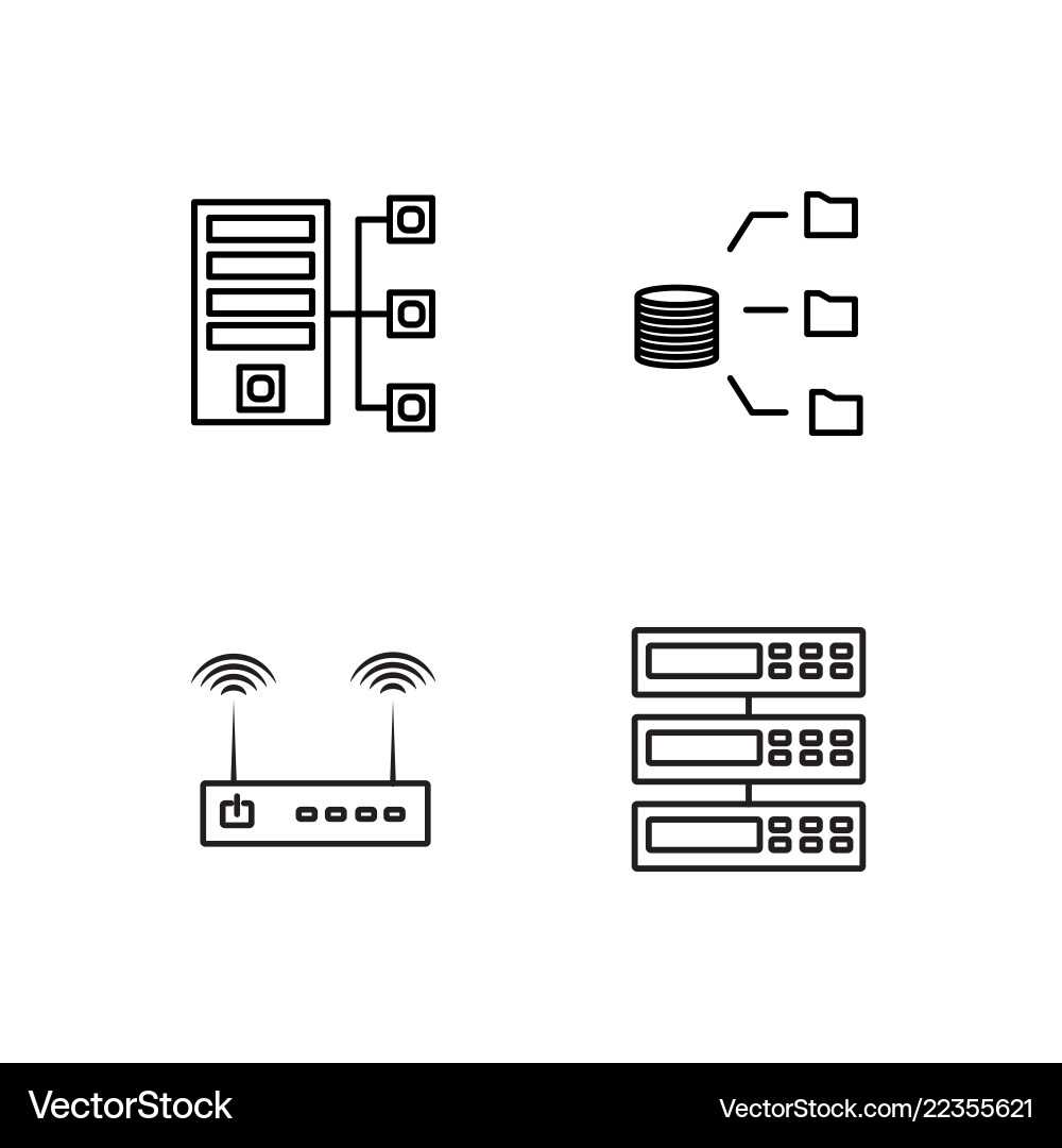 Web & Network Outlined Icons Vector Image