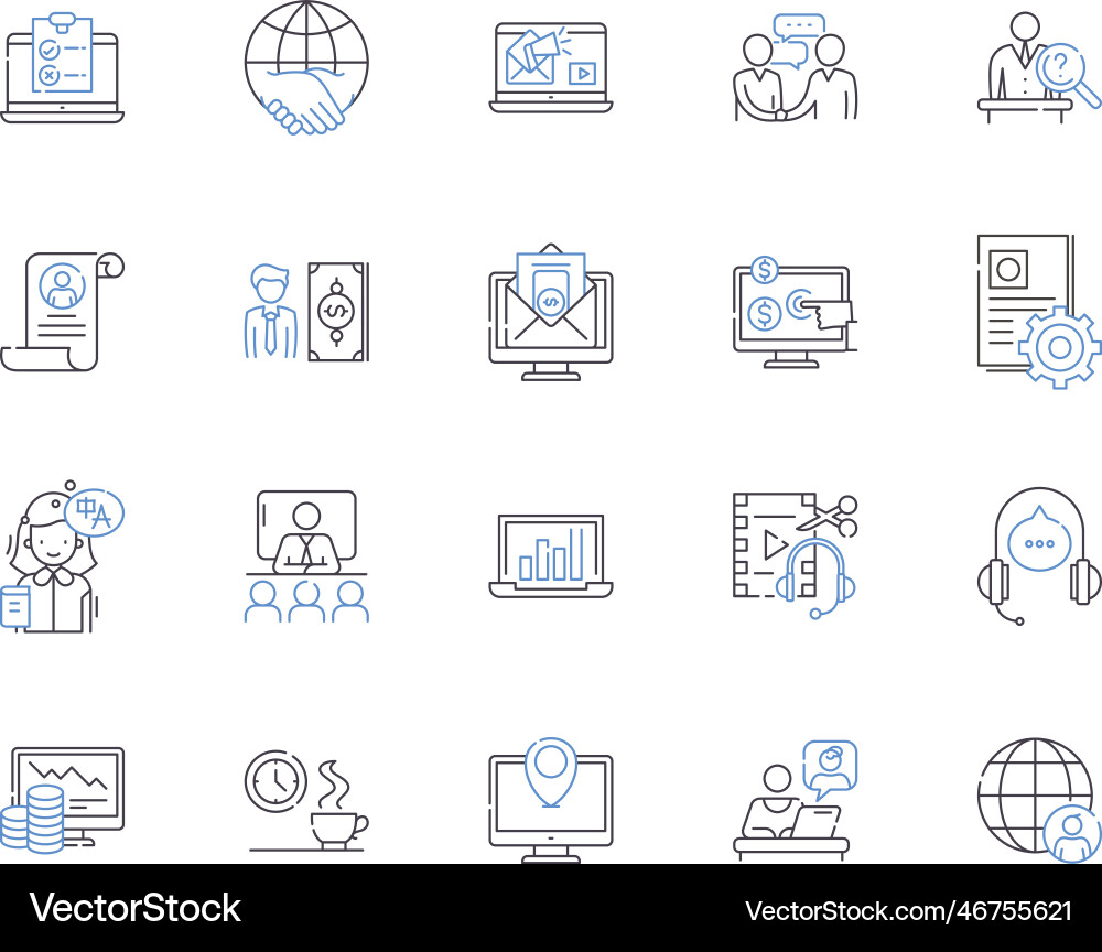 Workflow and office outline icons collection Vector Image