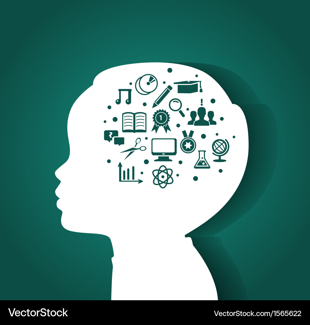 Child Brain with Learning Concepts Vector Image