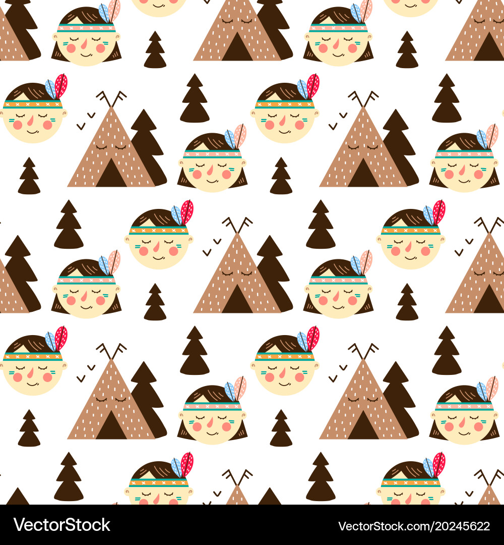 Children seamless pattern in scandinavian Vector Image