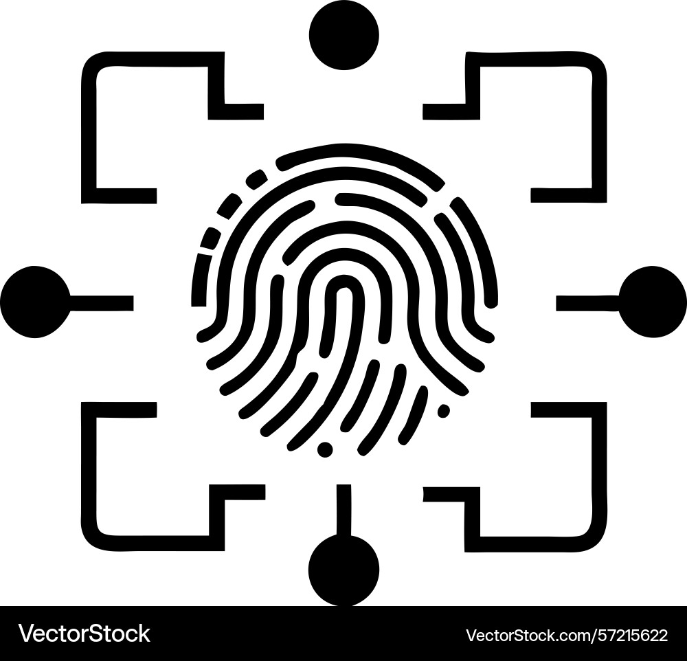 Digital fingerprint authentication symbol Digital fingerprint authentication symbol vector image