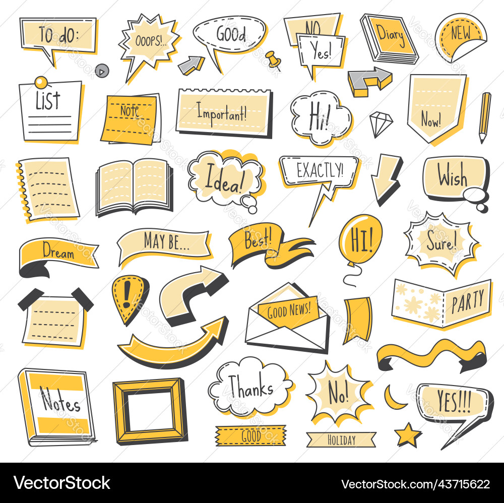 Doodle Diary Planner Stickers Vector Image