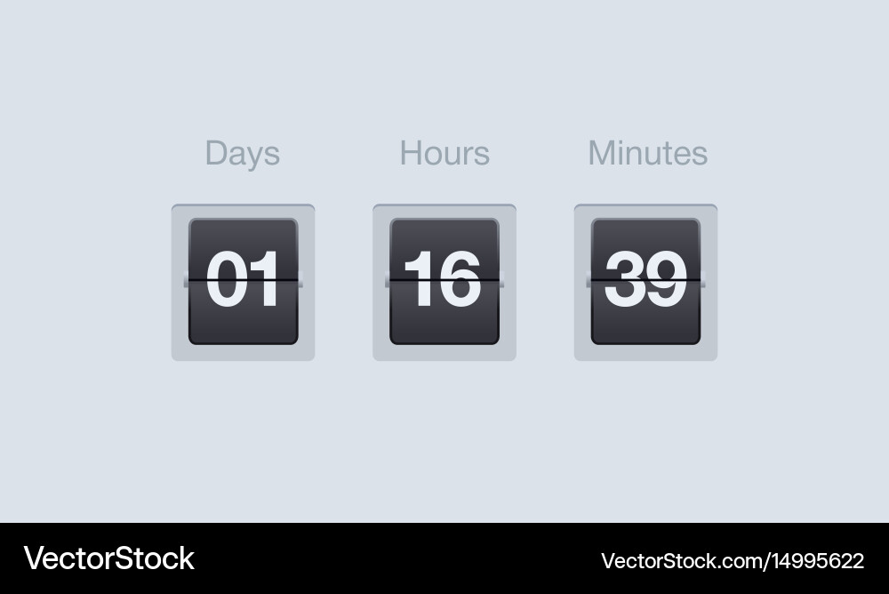 Flip countdown timer clock counter vector image