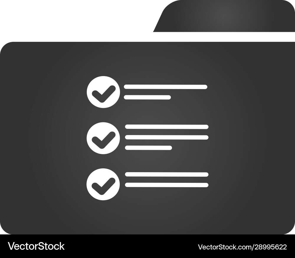 Folder icon with list and checkmark in trendy Folder icon with list and checkmark in trendy Vector Image
