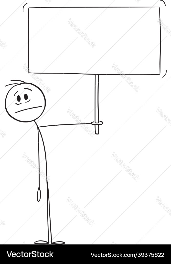 Frustrated person holding empty sign cartoon vector image