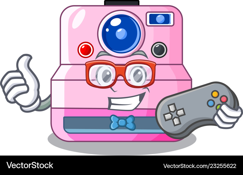 Gamer instant camera in a shape character Vector Image