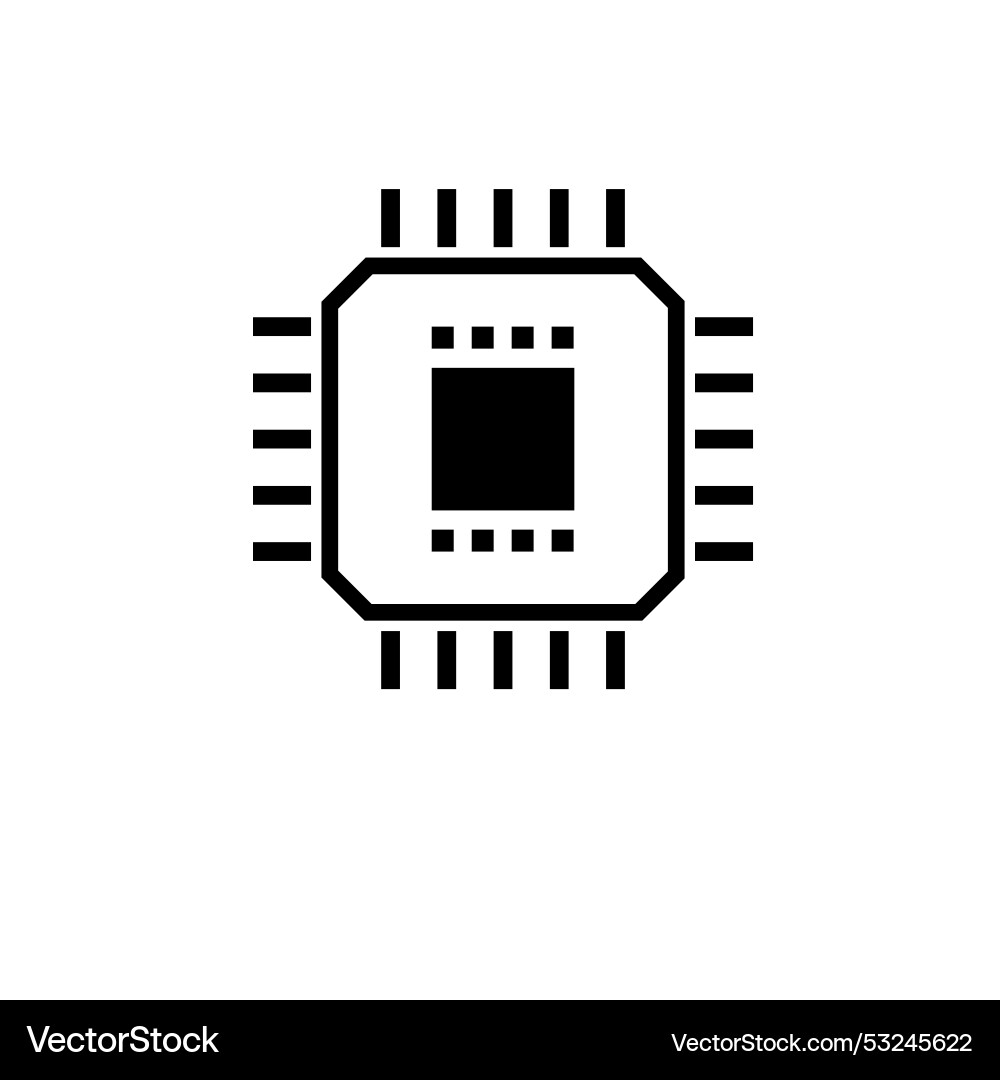 Micro processor chip circuit solid flat icon Micro processor chip circuit solid flat icon vector image