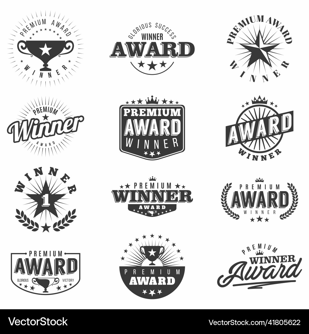 Monochrome award labels logos and badges Monochrome award labels logos and badges vector image