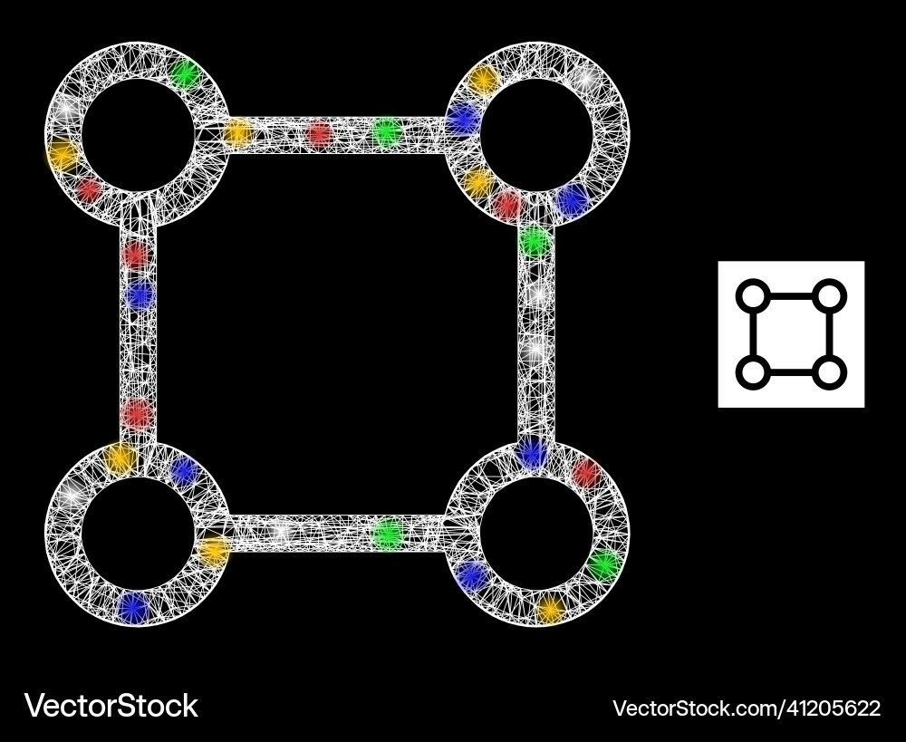 Net web mesh square grid nodes icon with colored Vector Image