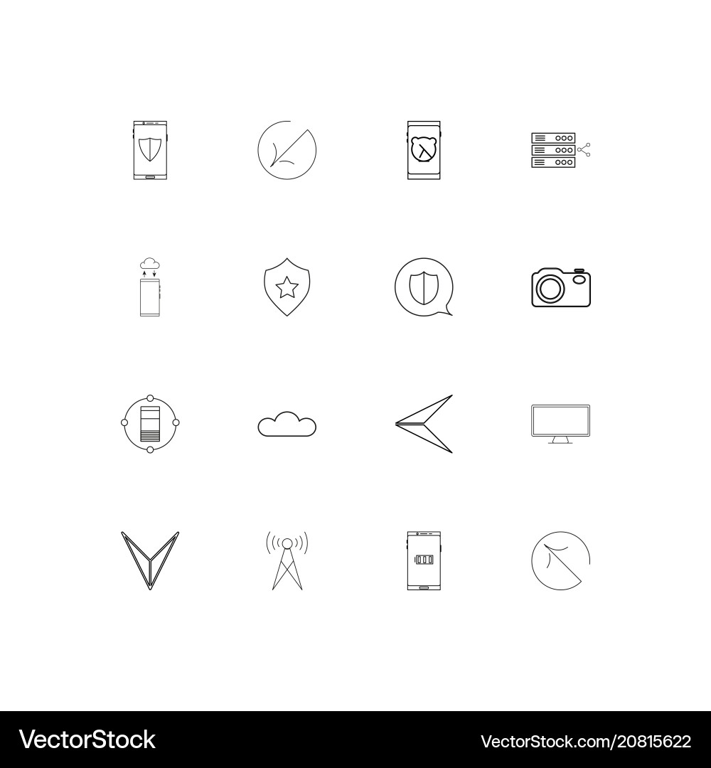 Network and database linear thin icons set Vector Image